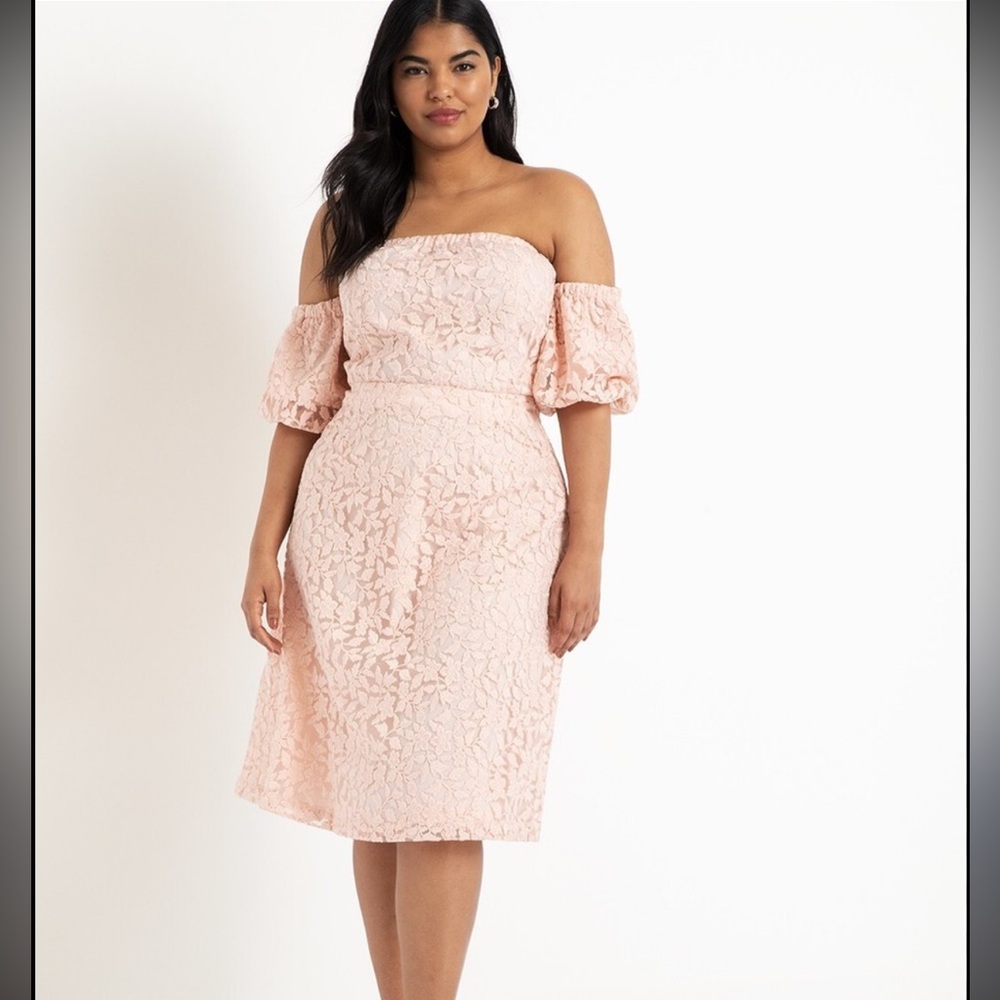 Eloquii Floral Lace off the shoulder top and skirt set. Size 24
